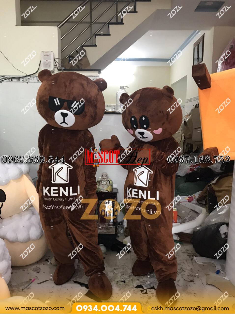 Mascot gấu nâu Kenli