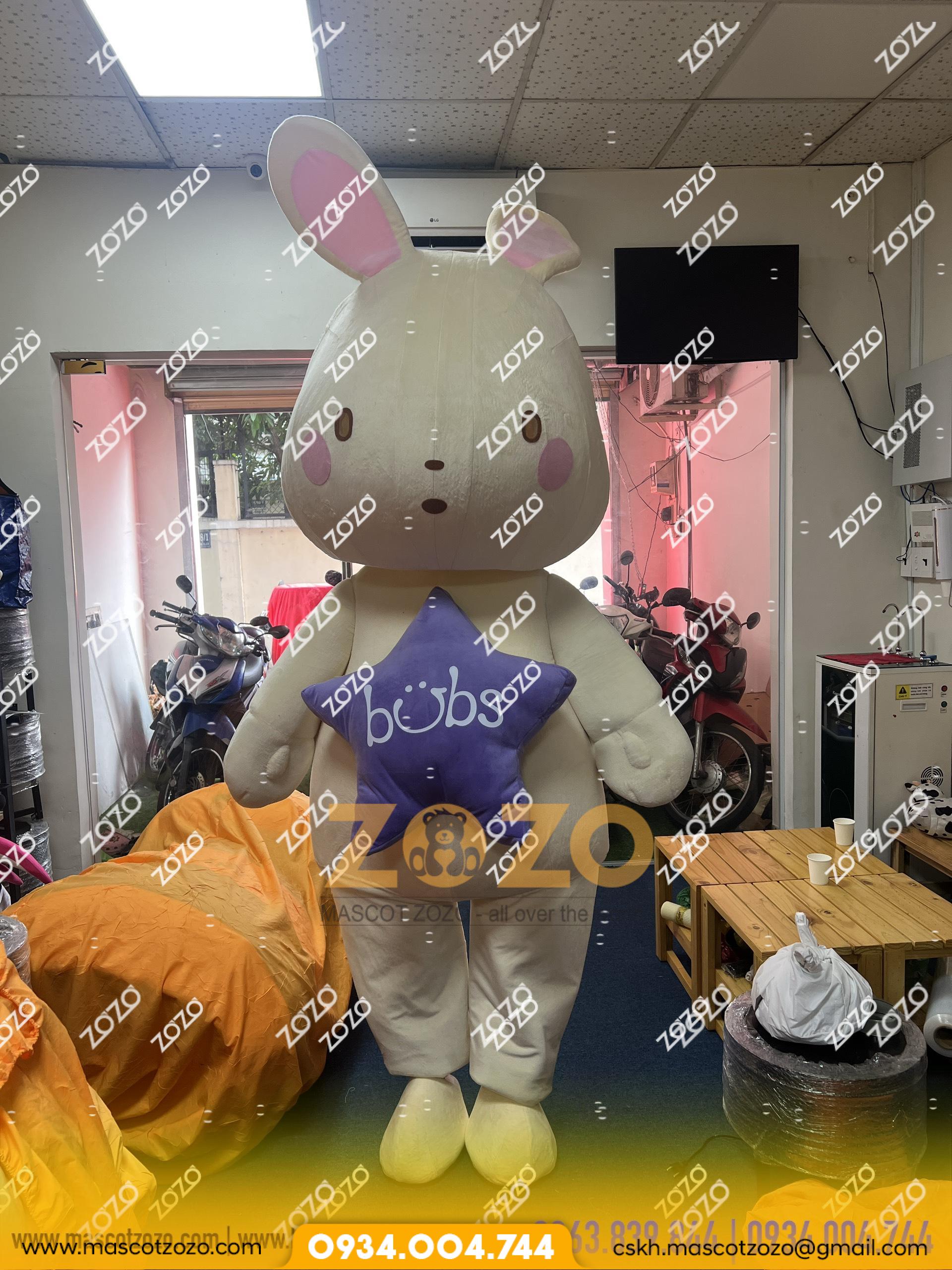 mascot thỏ ngôi sao tím