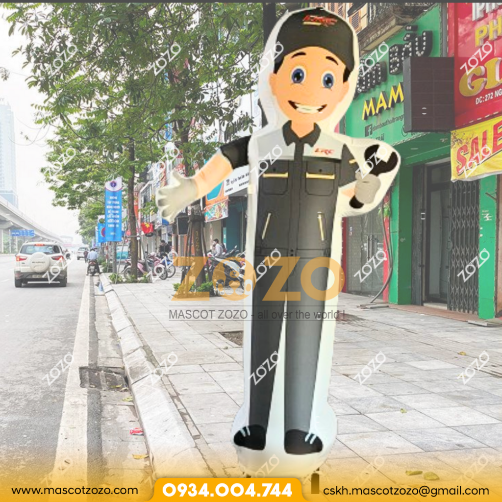 rối hơi vẫy tay nhân viên bảo trì