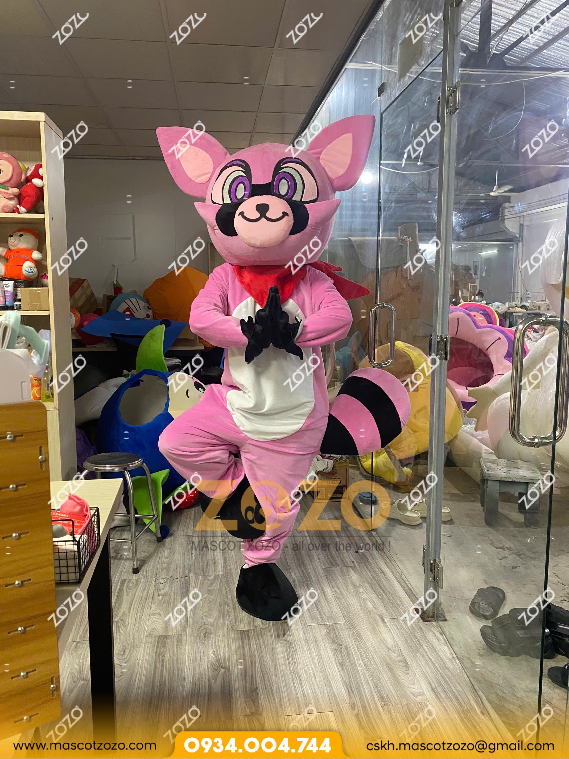 MASCOT GẤU MÈO HỒNG HỒNG