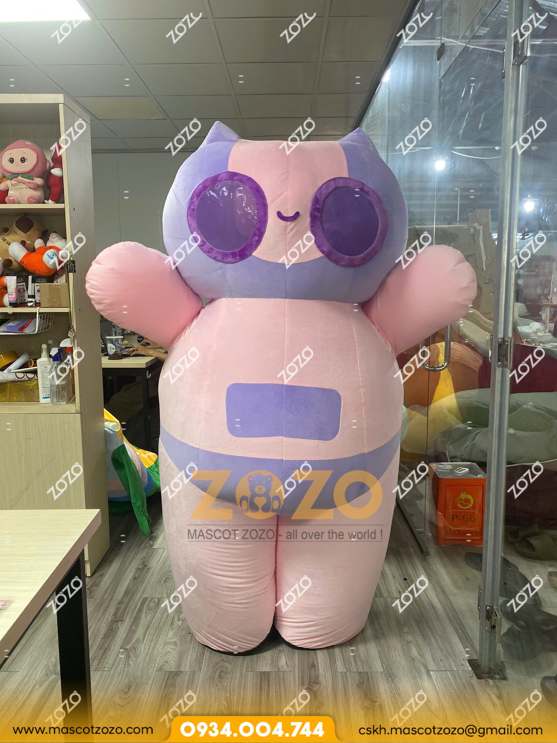 MASCOT HƠI ROBOT HỒNG TÍM