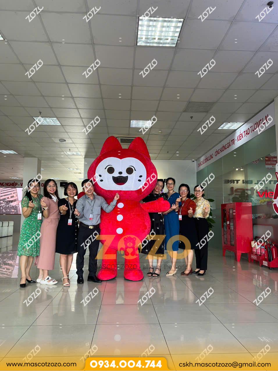 mascot hơi mèo đỏ 5 7