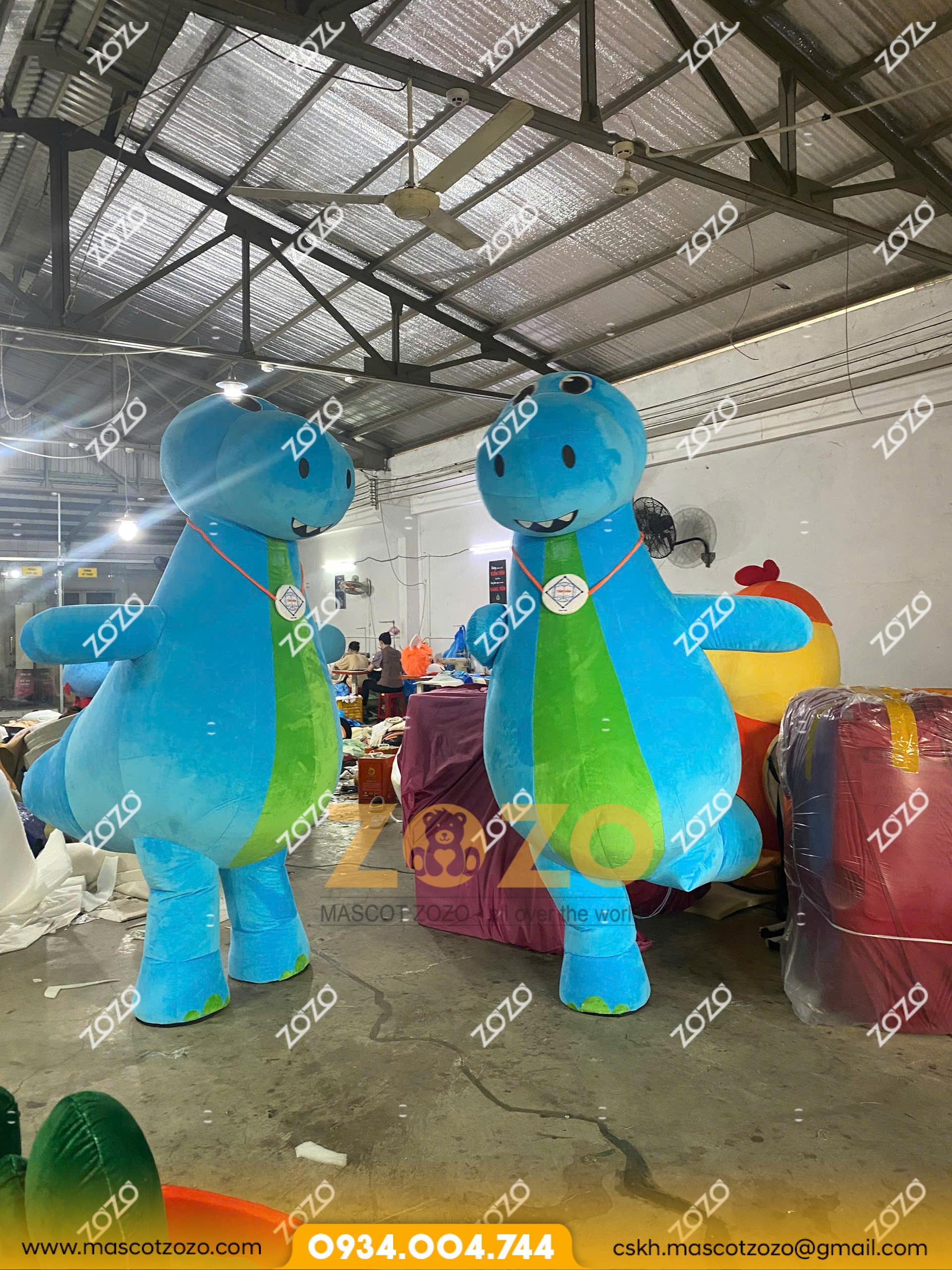 MASCOT HƠI KHỦNG LONG XANH