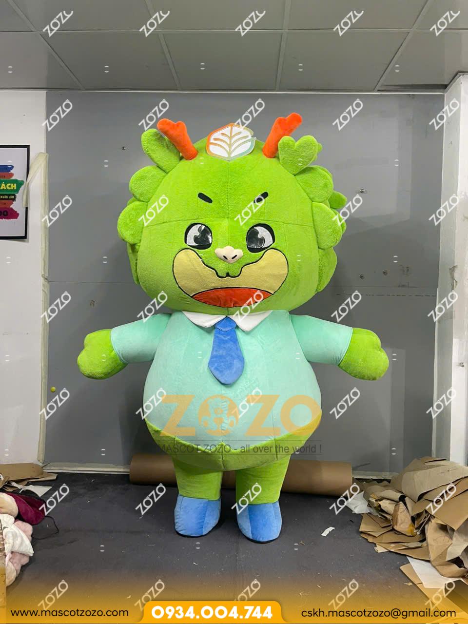 MASCOT HƠI KHỦNG LONG XANH